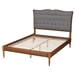 Baxton Studio Ballari Classic and Traditional Grey Fabric and Walnut Brown Finished Wood Queen Size Platform Bed - BSOMG9766/0012-Queen
