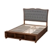 Baxton Studio Irena Classic Transitional Grey Fabric and Walnut Brown Finished Wood King Size Platform Storage Bed - BSOMG9766/6001-1S-King