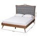 Baxton Studio Hawthorn Classic and Traditional Grey Fabric and Walnut Brown Finished Wood Queen Size Platform Bed - BSOMG9766/9704-Walnut-Queen