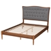 Baxton Studio Randalin Classic and Traditional Grey Fabric and Walnut Brown Finished Wood Queen Size Platform Bed - BSOMG9767/0012-Queen