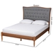 Baxton Studio Randalin Classic and Traditional Grey Fabric and Walnut Brown Finished Wood Queen Size Platform Bed - BSOMG9767/0012-Queen