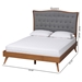 Baxton Studio Malle Classic and Traditional Grey Fabric and Walnut Brown Finished Wood Queen Size Platform Bed - BSOMG9767/9704-Queen