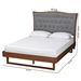 Baxton Studio Sereno Classic and Traditional Grey Fabric and Walnut Brown Finished Wood King Size Platform bed - BSOMG9767/97043-King