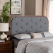 Baxton Studio Shanti Classic and Traditional Grey Fabric and Walnut Brown Finished Wood King Size Headboard - BSOMG9772-Dark Grey/Walnut-HB-King
