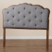 Baxton Studio Leandra Classic and Traditional Grey Fabric and Walnut Brown Finished Wood Queen Size Headboard - BSOMG9773-Dark Grey/Walnut-HB-Queen