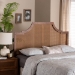 Baxton Studio Risha Mid-Century Modern Ash Walnut Finished Wood and Rattan King Size Headboard - BSOMG9774-Ash Walnut Rattan-HB-King