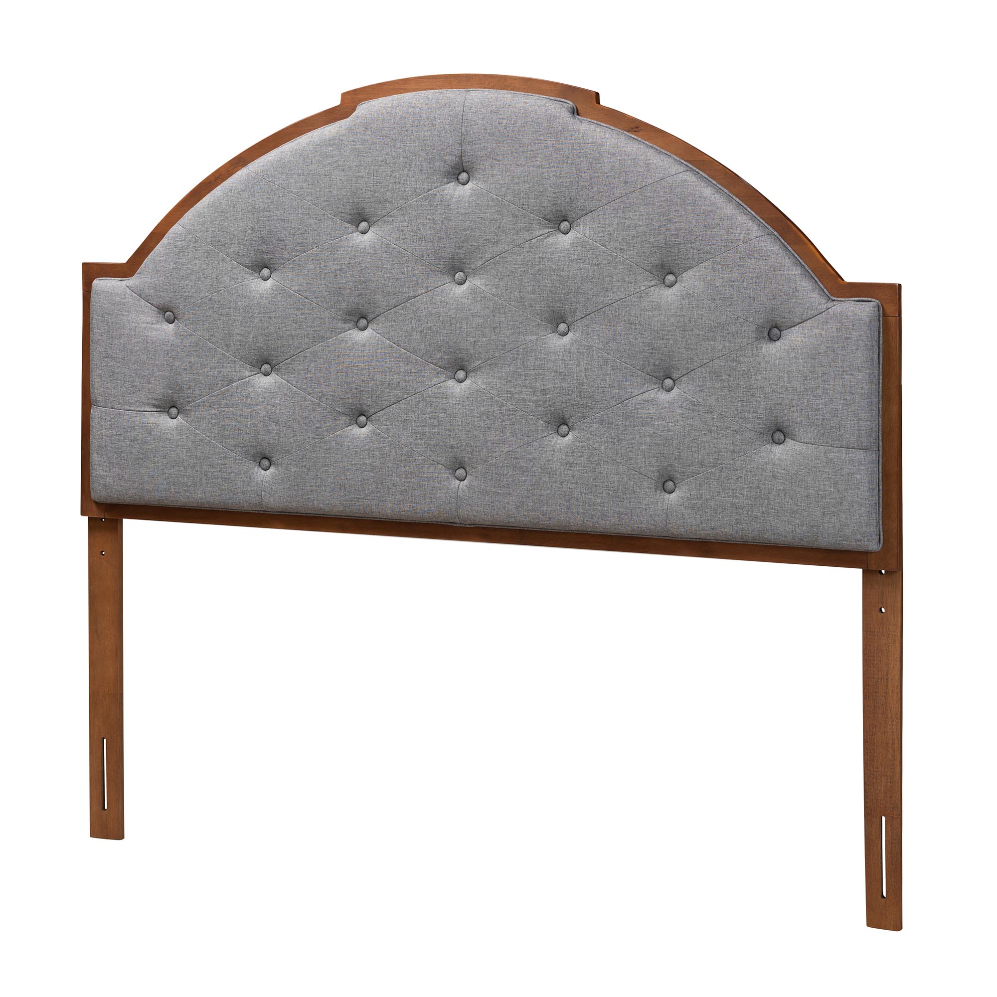 Baxton Studio Madeline Classic and Traditional Grey Fabric and Walnut Brown Finished Wood King Size Headboard