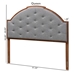 Baxton Studio Madeline Classic and Traditional Grey Fabric and Walnut Brown Finished Wood Queen Size Headboard - BSOMG9776-Dark Grey/Walnut-HB-Queen