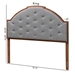 Baxton Studio Madeline Classic and Traditional Grey Fabric and Walnut Brown Finished Wood Queen Size Headboard - BSOMG9776-Dark Grey/Walnut-HB-Queen