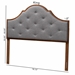 Baxton Studio Camila Classic and Traditional Grey Fabric and Walnut Brown Finished Wood Queen Size Headboard - BSOMG9780-Dark Grey/Walnut-HB-Queen