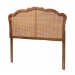 Baxton Studio Leandra Classic and Traditional Ash Walnut Finished Wood King Size Headboard with Rattan