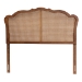 Baxton Studio Leandra Classic and Traditional Ash Walnut Finished Wood King Size Headboard with Rattan - BSOMG9773-1-Ash Walnut Rattan-HB-King