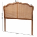 Baxton Studio Leandra Classic and Traditional Ash Walnut Finished Wood King Size Headboard with Rattan - BSOMG9773-1-Ash Walnut Rattan-HB-King