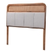 Baxton Studio Esti Mid-Century Modern Light Grey Fabric and Ash Walnut Finished Wood King Size Headboard with Rattan