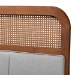 Baxton Studio Esti Mid-Century Modern Light Grey Fabric and Ash Walnut Finished Wood King Size Headboard with Rattan - BSOMG9796-Light Grey/Ash Walnut Rattan-HB-King