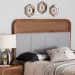 Baxton Studio Esti Mid-Century Modern Light Grey Fabric and Ash Walnut Finished Wood King Size Headboard with Rattan - BSOMG9796-Light Grey/Ash Walnut Rattan-HB-King