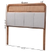 Baxton Studio Esti Mid-Century Modern Light Grey Fabric and Ash Walnut Finished Wood King Size Headboard with Rattan - BSOMG9796-Light Grey/Ash Walnut Rattan-HB-King