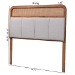 Baxton Studio Esti Mid-Century Modern Light Grey Fabric and Ash Walnut Finished Wood King Size Headboard with Rattan - BSOMG9796-Light Grey/Ash Walnut Rattan-HB-King