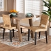 bali & pari Dermot Modern Bohemian Dark Brown Finished Wood and Natural Rattan 2-Piece Dining Chair Set - BSOMD39507-Mango Wood-DC