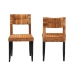 bali & pari Manrico Modern Bohemian Dark Brown Finished Wood and Natural Rattan 2-Piece Dining Chair Set - BSOMD39533-Mango Wood-DC