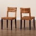 bali & pari Manrico Modern Bohemian Dark Brown Finished Wood and Natural Rattan 2-Piece Dining Chair Set - BSOMD39533-Mango Wood-DC