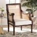 bali & pari Desmond Traditional French Beige Fabric and Dark Brown Finished Wood Accent Chair - BSOSEA687-Dark wood-NAT03/White -F00