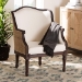 bali & pari Ornella Traditional French Beige Fabric and Dark Brown Finished Wood Accent Chair - BSOSEA667-Dark wood-NAT03/White-F00