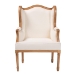 bali & pari Rachana Traditional French Beige Fabric and Honey Oak Finished Wood Accent Chair - BSOSEA675-Light wood-NAT01/White-F00