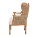 bali & pari Rachana Traditional French Beige Fabric and Honey Oak Finished Wood Accent Chair - BSOSEA675-Light wood-NAT01/White-F00