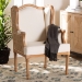 bali & pari Rachana Traditional French Beige Fabric and Honey Oak Finished Wood Accent Chair - BSOSEA675-Light wood-NAT01/White-F00