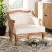 bali & pari Sylvestra Traditional French Beige Fabric and Honey Oak Finished Wood Low Seat Accent Chair - BSOSEA670-Light ton wood-NAT01/White-F00