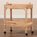 bali & pari Lombok Modern Bohemian Natural Brown Rattan Wine Cart - BSOLombok-Rattan-Cart