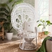 bali & pari Ediva Modern Bohemian White Natural Rattan Peacock Accent Chair - BSOPeacock-001-Rattan-White-AC