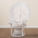 bali & pari Ediva Modern Bohemian White Natural Rattan Peacock Accent Chair - BSOPeacock-001-Rattan-White-AC
