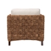 bali & pari Vevina Modern Bohemian Dark Brown Mahogany Wood and Woven Seagrass Arm Chair - BSODCWH 10016-Mahogany/White Cushions-CC