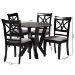 Baxton Studio Mari Modern Grey Fabric and Dark Brown Finished Wood 5-Piece Dining Set - BSOMari-Grey/Dark Brown-5PC Dining Set
