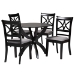 Baxton Studio Noemi Modern Grey Fabric and Dark Brown Finished Wood 5-Piece Dining Set