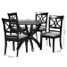 Baxton Studio Noemi Modern Grey Fabric and Dark Brown Finished Wood 5-Piece Dining Set - BSONoemi-Grey/Dark Brown-5PC Dining Set