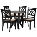 Baxton Studio Mari Modern Beige Fabric and Dark Brown Finished Wood 5-Piece Dining Set