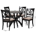 Baxton Studio Noemi Modern Beige Fabric and Dark Brown Finished Wood 5-Piece Dining Set - BSONoemi-Sand/Dark Brown-5PC Dining Set