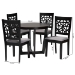 Baxton Studio Jamie Moden Grey Fabric and Dark Brown Finished Wood 5-Piece Dining Set - BSOJamie-Grey/Dark Brown-5PC Dining Set