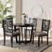 Baxton Studio Jamie Moden Grey Fabric and Dark Brown Finished Wood 5-Piece Dining Set - BSOJamie-Grey/Dark Brown-5PC Dining Set