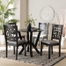 Baxton Studio Felice Modern Grey Fabric and Dark Brown Finished Wood 5-Piece Dining Set - BSOFelice-Grey/Dark Brown-5PC Dining Set