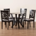 Baxton Studio Felice Modern Grey Fabric and Dark Brown Finished Wood 5-Piece Dining Set - BSOFelice-Grey/Dark Brown-5PC Dining Set