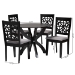 Baxton Studio Lena Modern Grey Fabric and Dark Brown Finished Wood 5-Piece Dining Set - BSOLena-Grey/Dark Brown-5PC Dining Set
