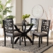 Baxton Studio Lena Modern Grey Fabric and Dark Brown Finished Wood 5-Piece Dining Set - BSOLena-Grey/Dark Brown-5PC Dining Set