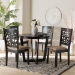 Baxton Studio Jamie Moden Beige Fabric and Dark Brown Finished Wood 5-Piece Dining Set - BSOJamie-Sand/Dark Brown-5PC Dining Set