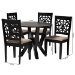 Baxton Studio Felice Modern Beige Fabric and Dark Brown Finished Wood 5-Piece Dining Set - BSOFelice-Sand/Dark Brown-5PC Dining Set