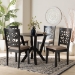 Baxton Studio Felice Modern Beige Fabric and Dark Brown Finished Wood 5-Piece Dining Set - BSOFelice-Sand/Dark Brown-5PC Dining Set