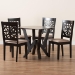 Baxton Studio Felice Modern Beige Fabric and Dark Brown Finished Wood 5-Piece Dining Set - BSOFelice-Sand/Dark Brown-5PC Dining Set
